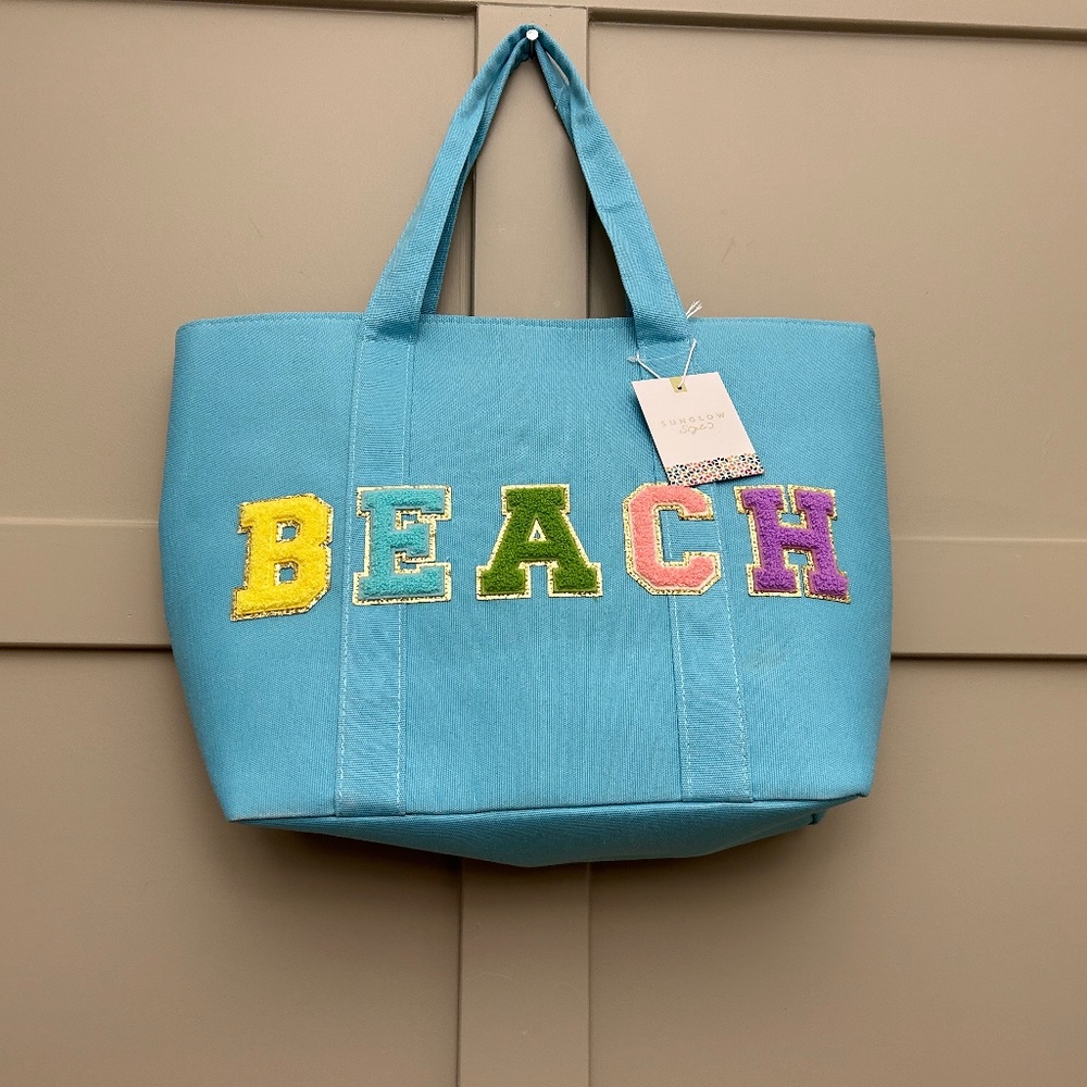 Blue Canvas Beach Bag